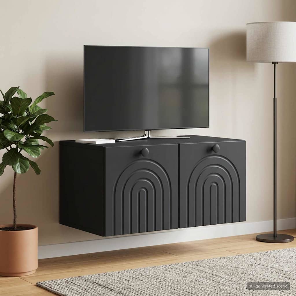 Meuble TV mural Noir 59,5 x 41 x 30 cm Bois d'ingénierie - XIOS