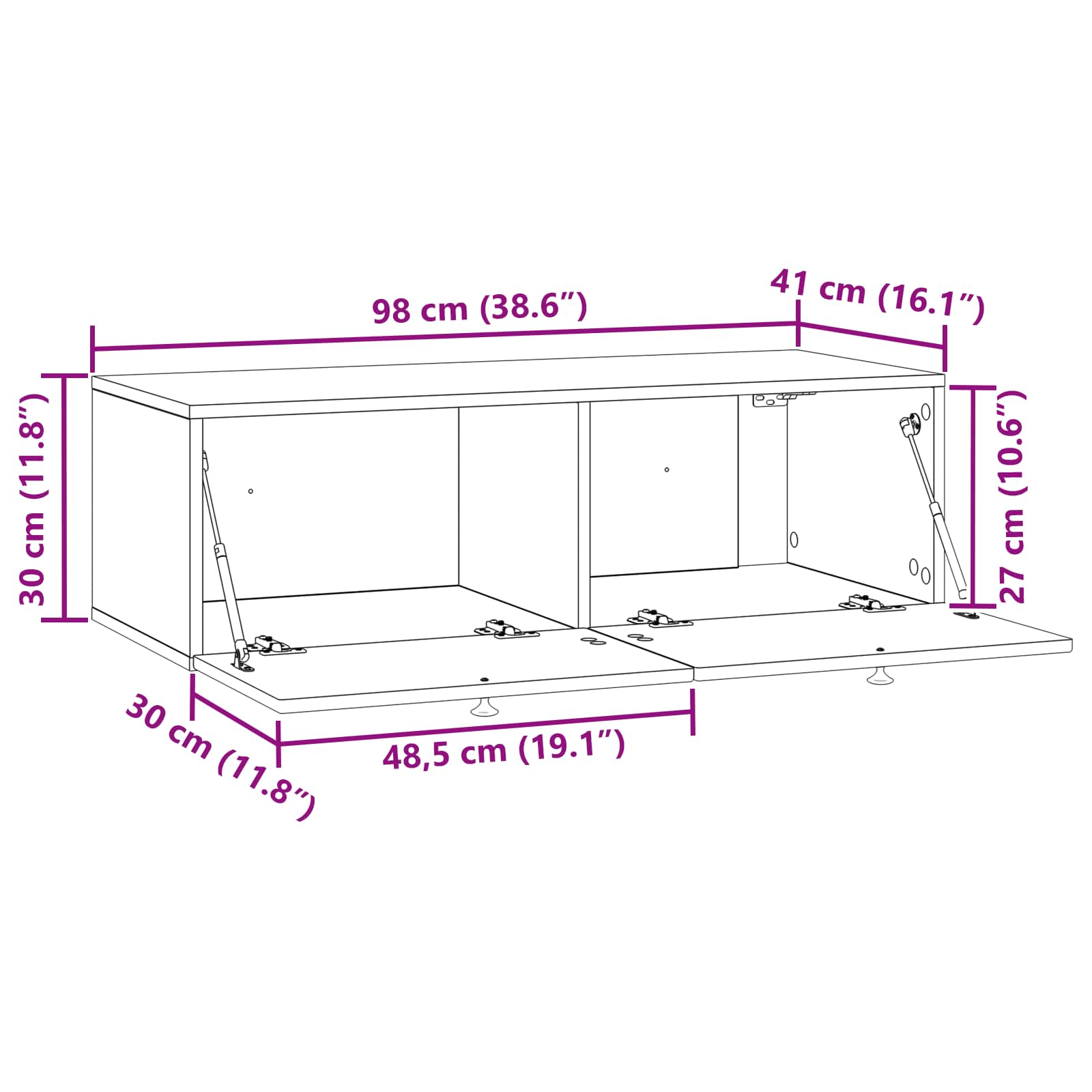 Meuble TV mural Gris béton 99 x 41 x 30 cm Bois d'ingénierie - XIOS