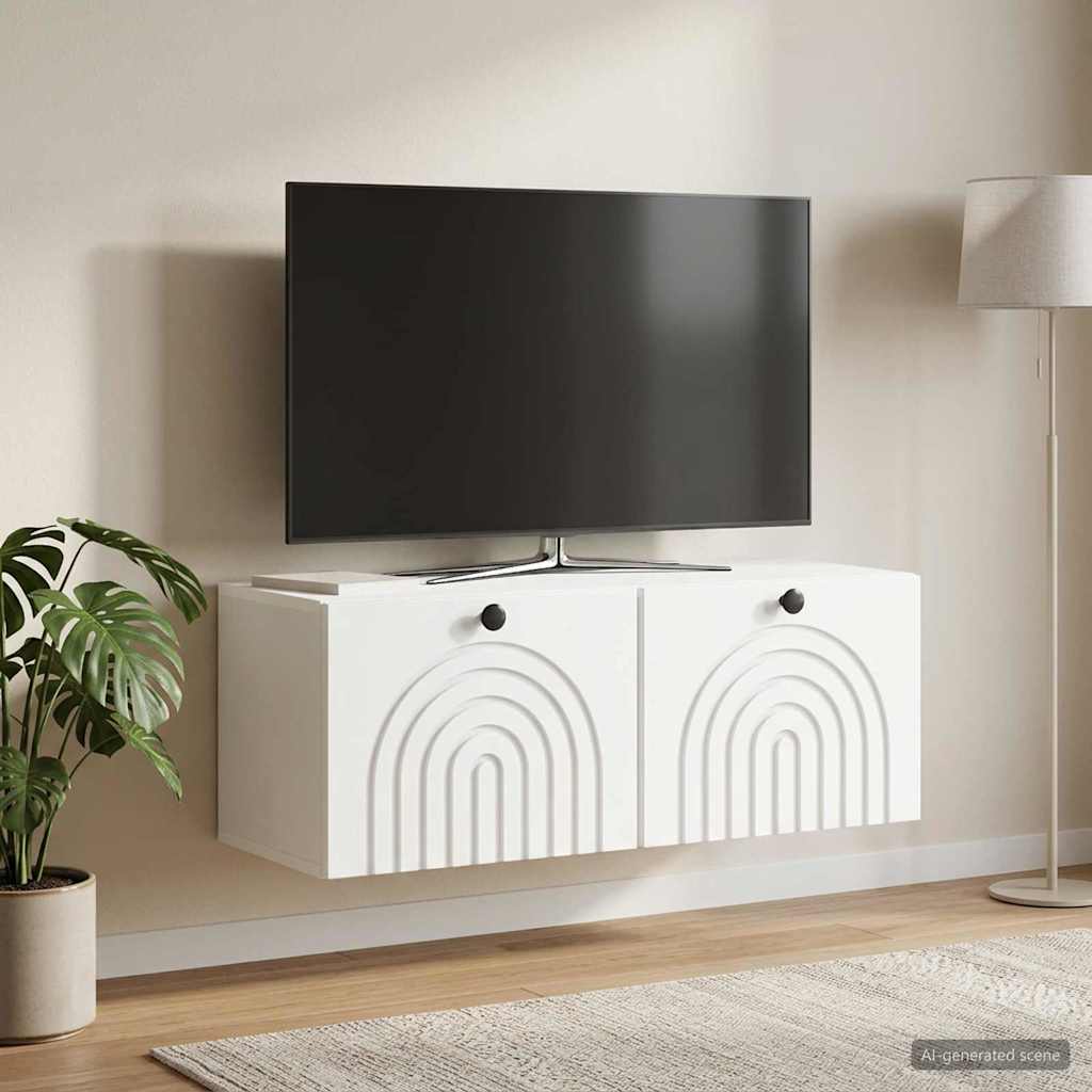 Meuble TV mural Blanc 78,5 x 31 x 30 cm Bois d'ingénierie - XIOS