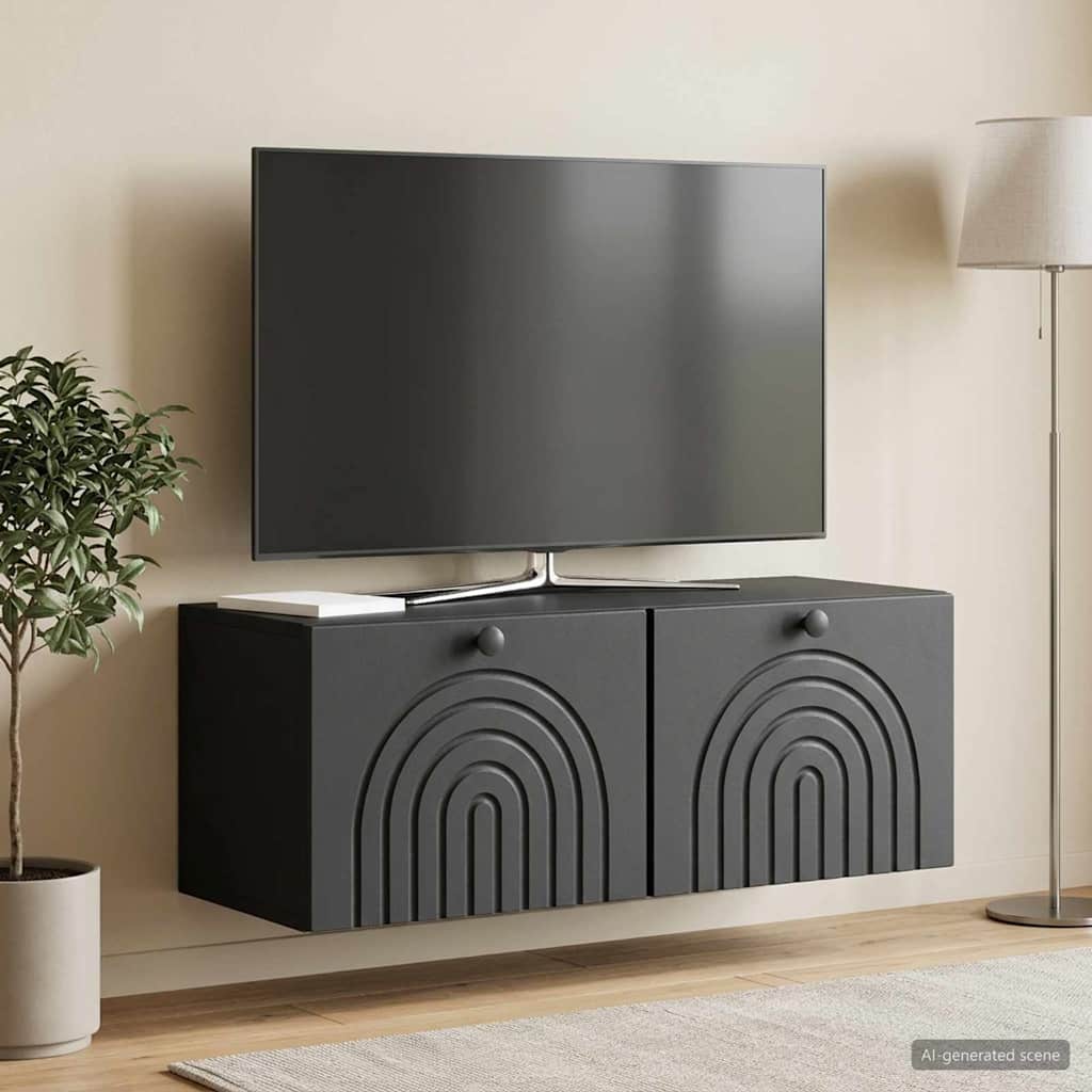 Meuble TV mural Noir 78,5 x 31 x 30 cm Bois d'ingénierie - XIOS
