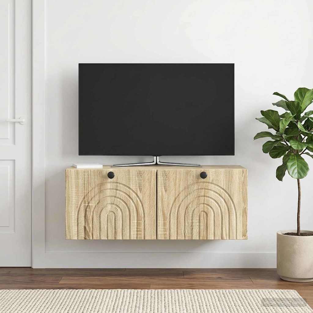 Meuble TV mural Montage mural Chêne Sonoma 78,5 x 31 x 30 cm - XIOS