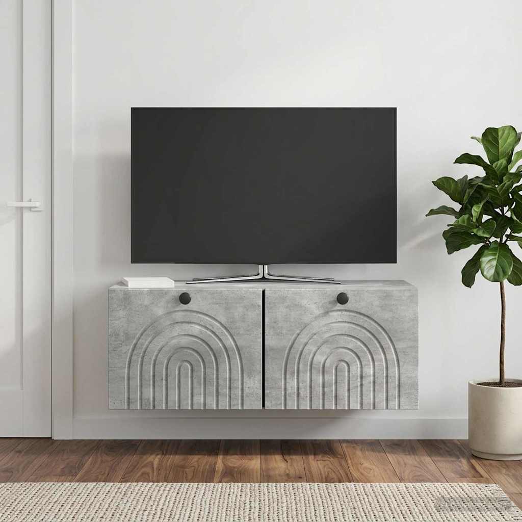 Meuble TV mural Gris béton 78,5 x 31 x 30 cm Bois d'ingénierie - XIOS