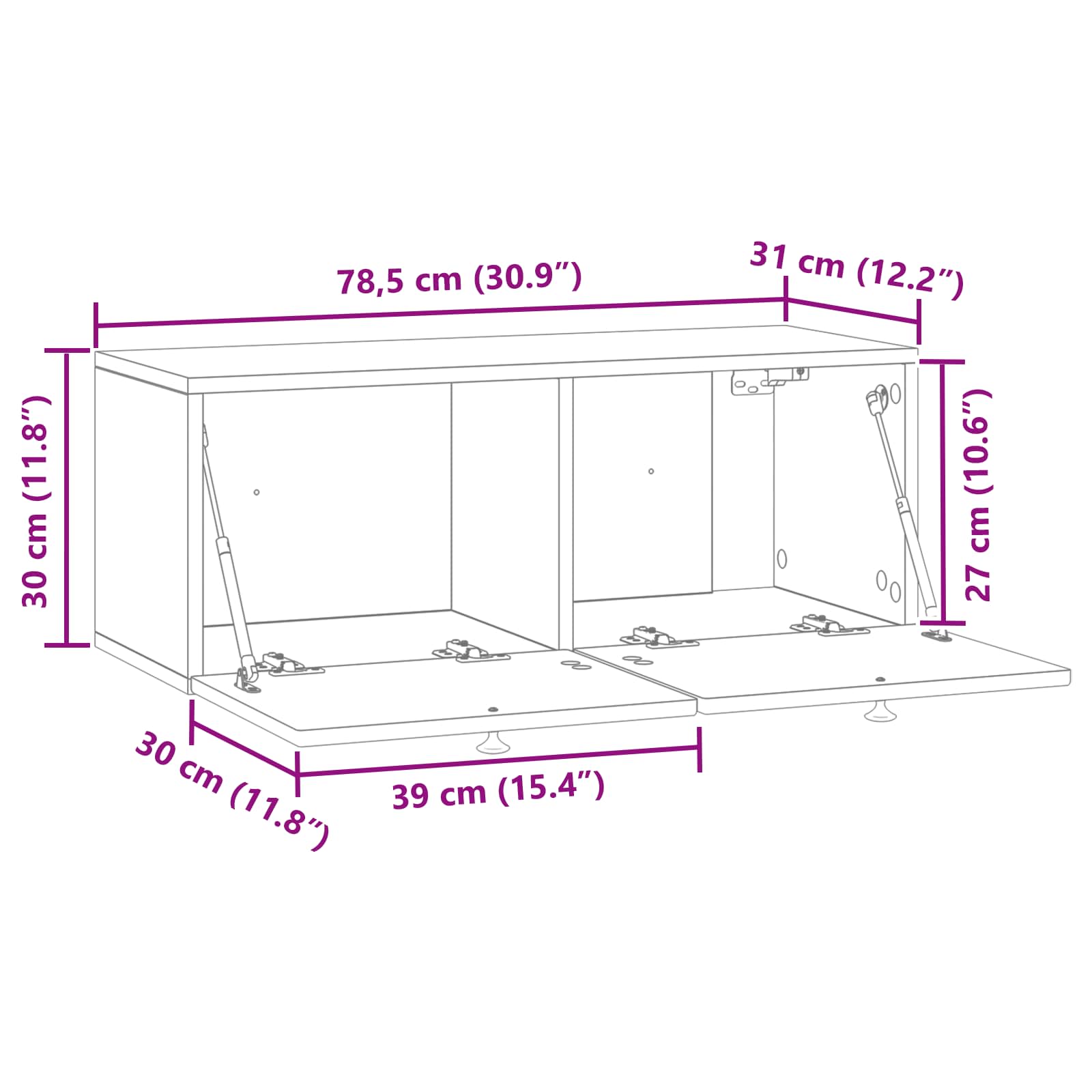Meuble TV mural Montage mural Blanc brillant 78,5 x 31 x 30 cm - XIOS
