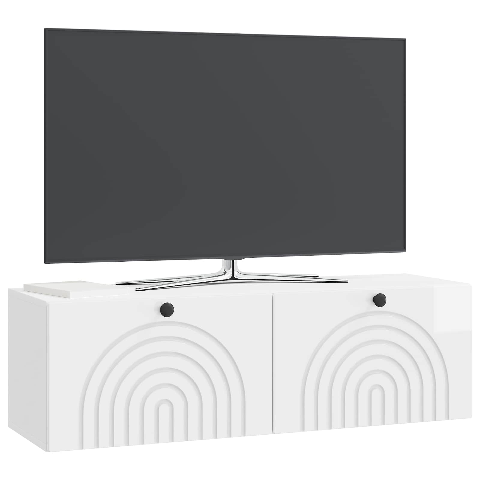 Meuble TV mural Montage mural Blanc brillant 98 x 31 x 30 cm - XIOS