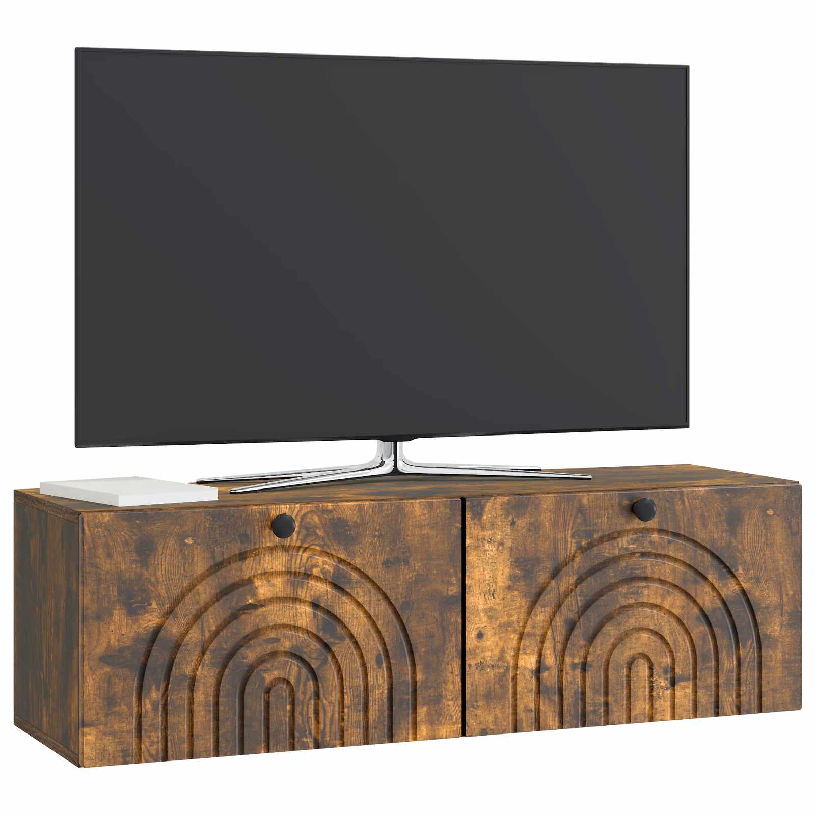Meuble TV mural Chêne fumé 98 x 31 x 30 cm Bois d'ingénierie - XIOS