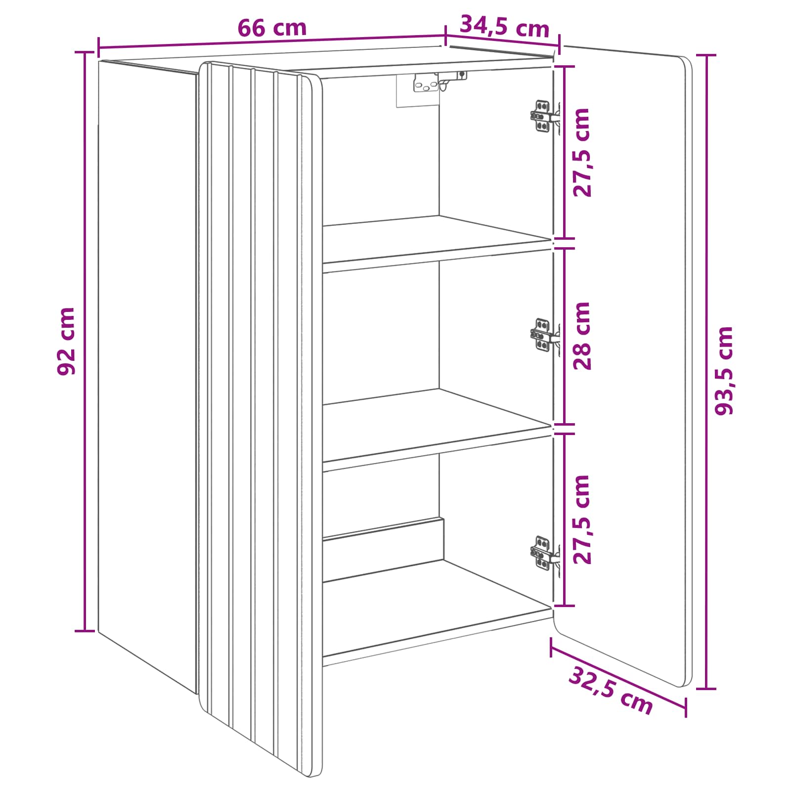 Armoire Murale Blanc brillant 66 x 34,5 x 92 cm - XIOS