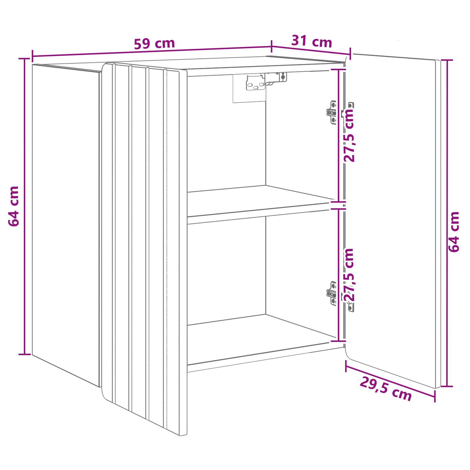 Armoire Murale Chêne Sonoma 59 x 31 x 64 cm Bois d'ingénierie - XIOS