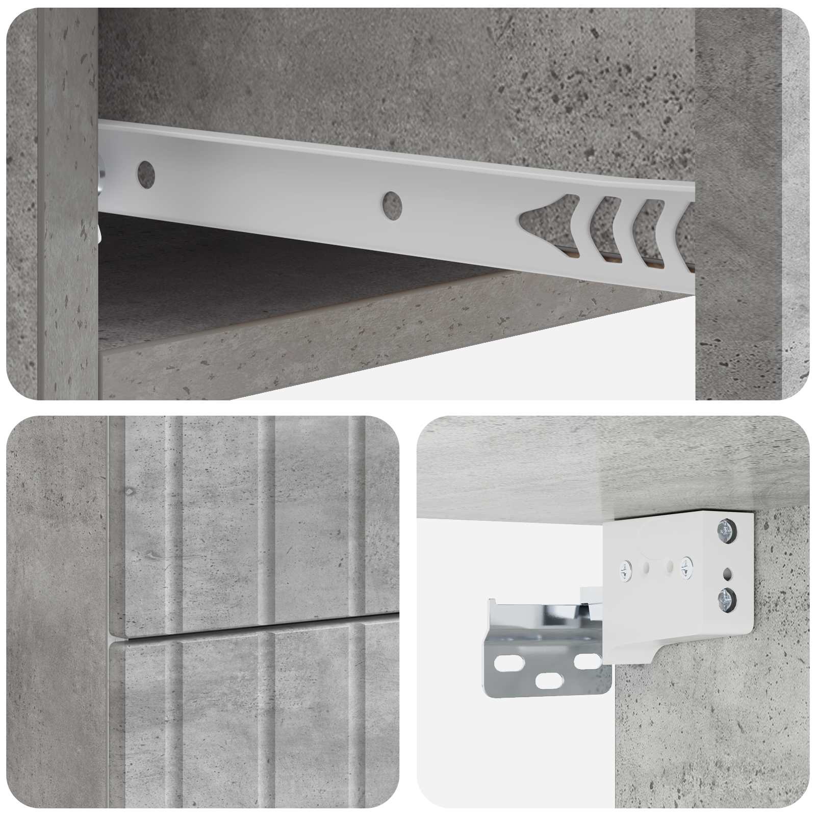 Cabinet de chevet mural 2 pcs Gris béton 33 x 34,5 x 43 cm - XIOS