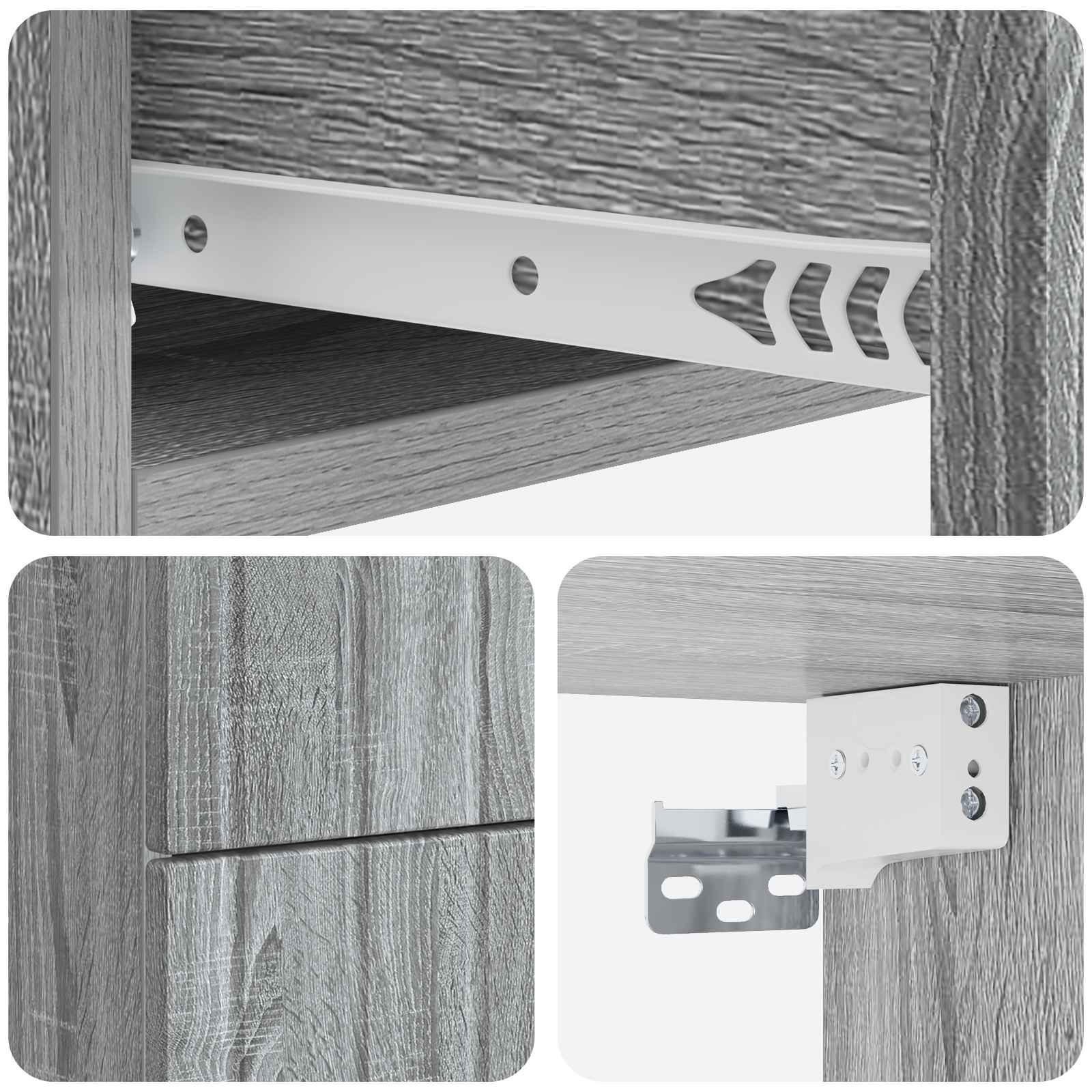 Cabinet de chevet mural 2 pcs Sonoma gris 33 x 34,5 x 43 cm - XIOS