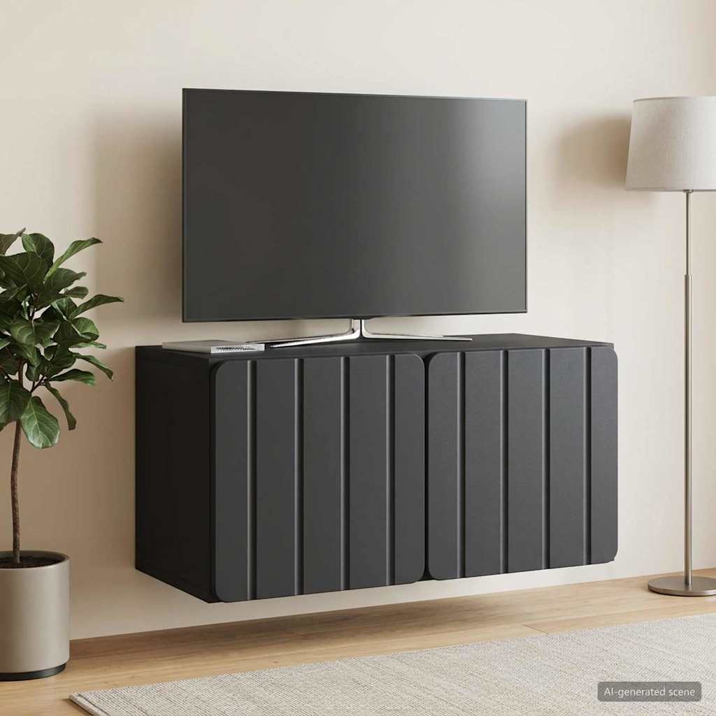 Meuble TV mural 59,5 x 31 x 30 cm Noir Bois d'ingénierie - XIOS
