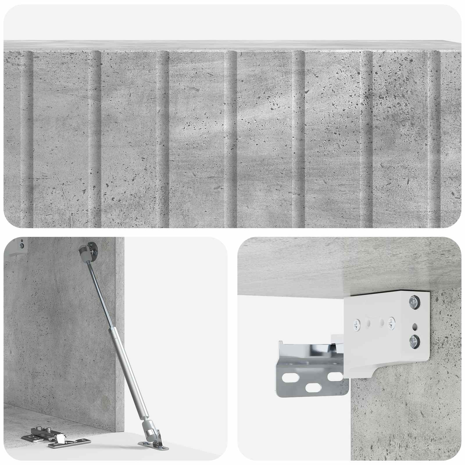 Meuble TV mural Gris béton 98 x 31 x 30 cm Bois d'ingénierie - XIOS
