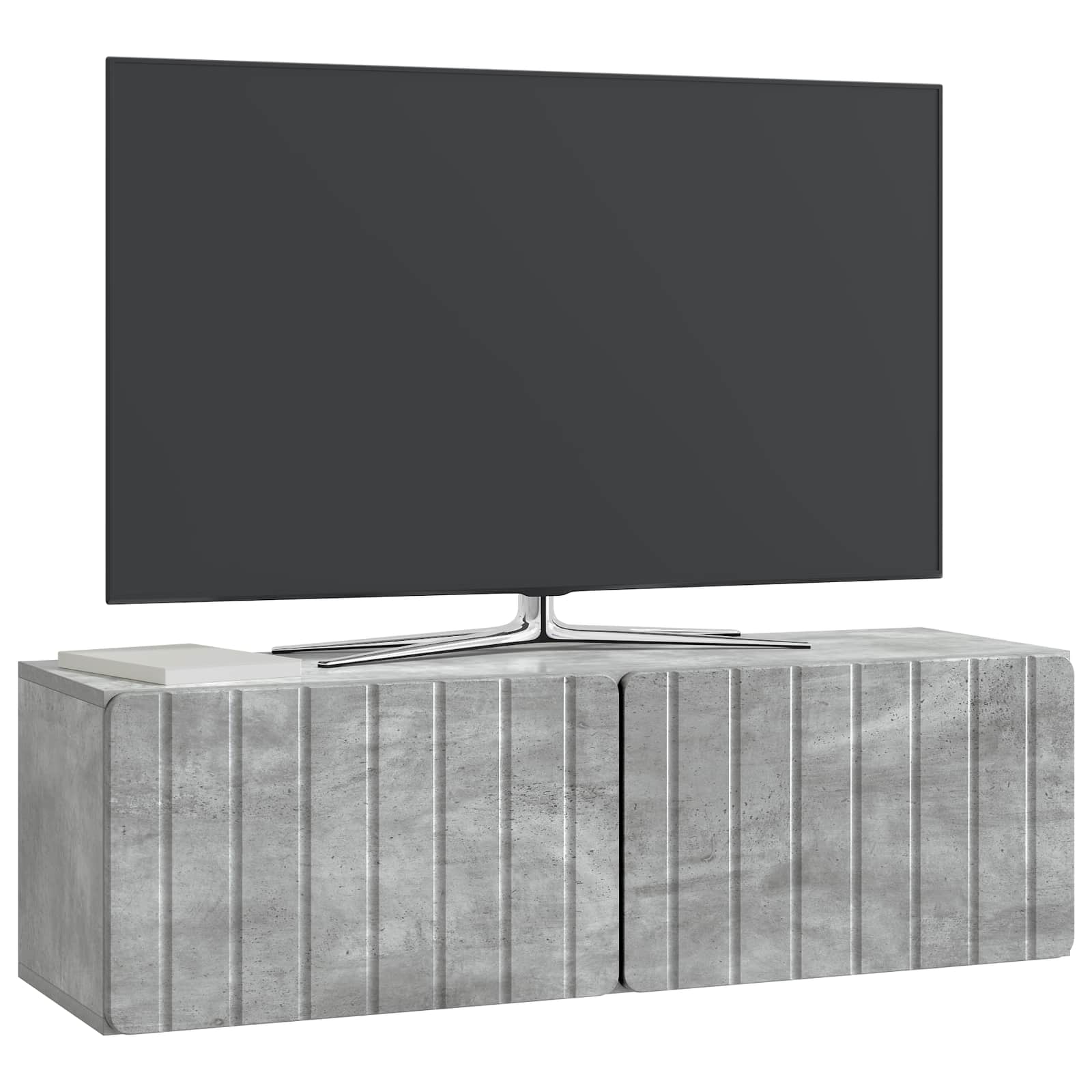 Meuble TV mural Gris béton 98 x 31 x 30 cm Bois d'ingénierie - XIOS