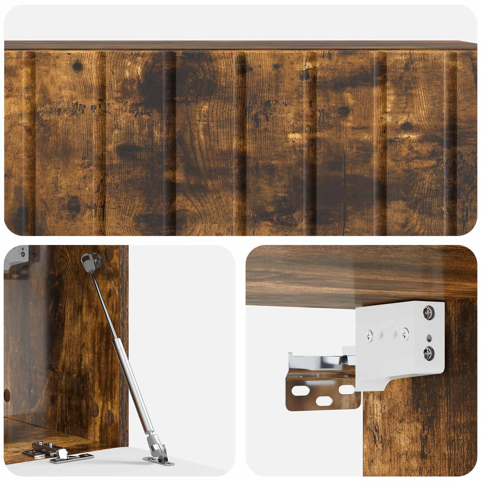 Meuble TV mural Chêne fumé 98 x 31 x 30 cm Bois d'ingénierie - XIOS