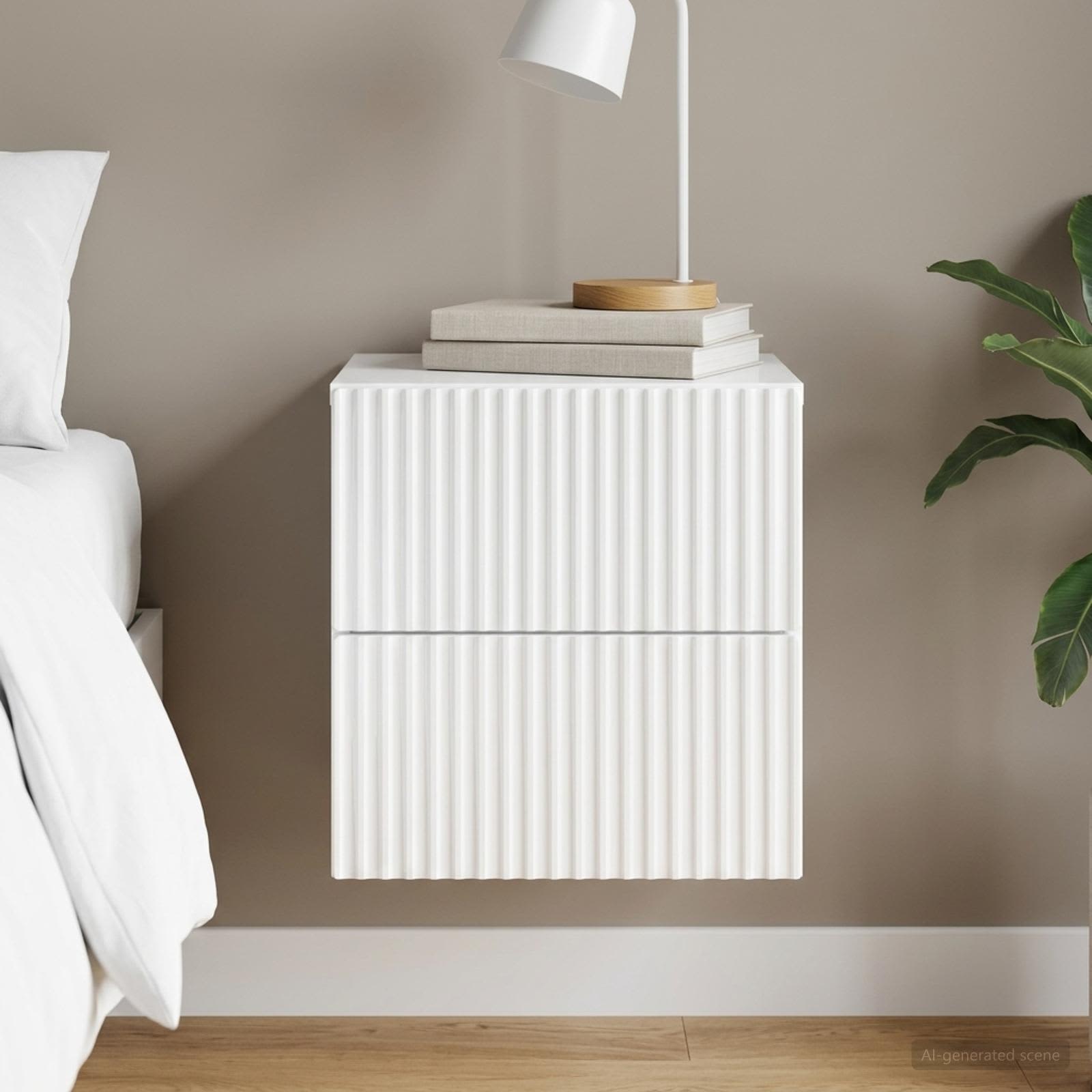 Cabinet de chevet mural Blanc brillant 33 x 34,5 x 40 cm - XIOS