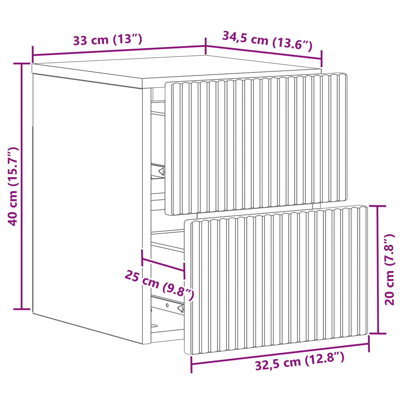 Cabinet de chevet mural 2 pcs Sonoma gris 33 x 34,5 x 40 cm - XIOS