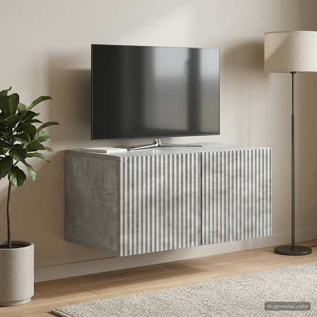 Meuble TV mural Gris béton 59,5 x 41 x 30 cm Bois d'ingénierie - XIOS