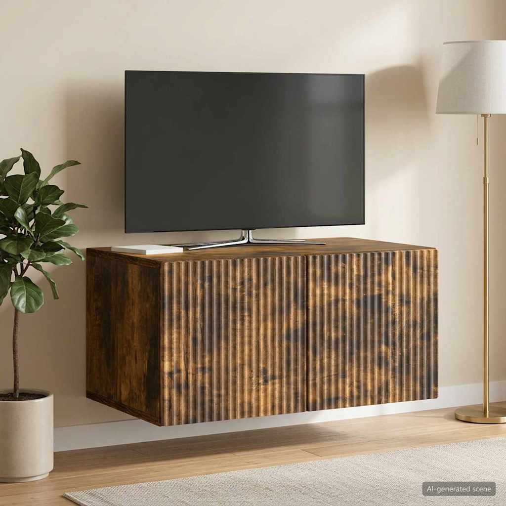 Meuble TV mural Chêne fumé 59,5 x 41 x 30 cm Bois d'ingénierie - XIOS