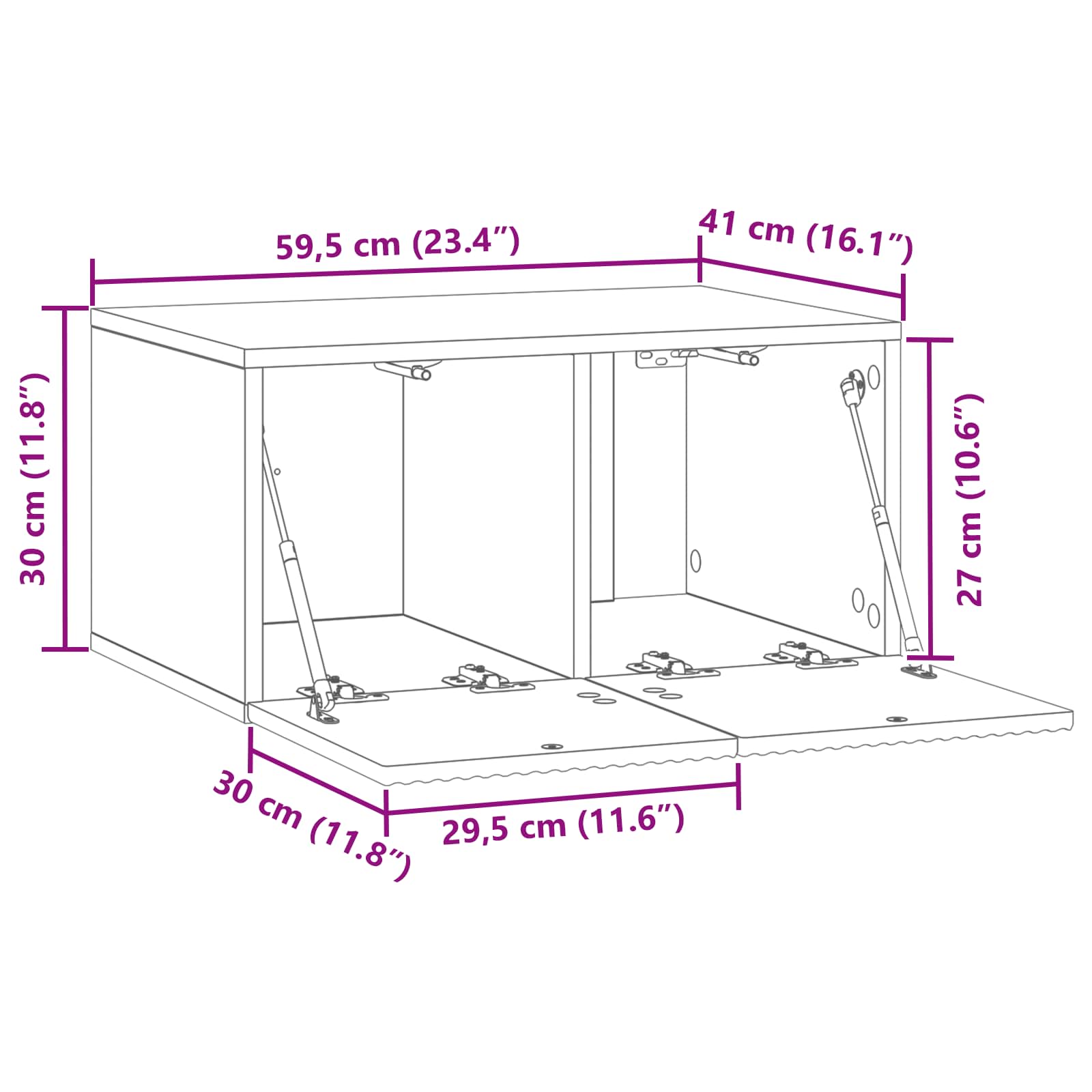 Meuble TV mural Sonoma gris 59,5 x 41 x 30 cm Bois d'ingénierie - XIOS