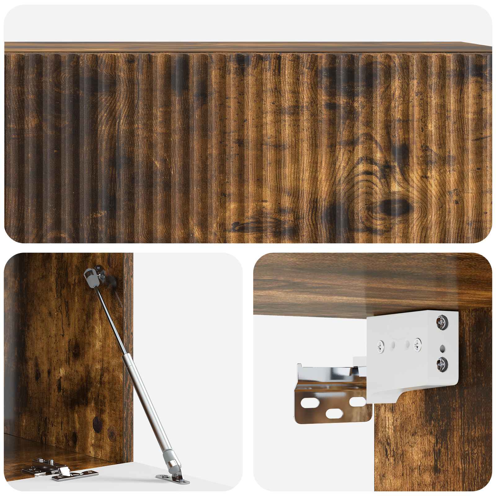 Meuble TV mural Chêne fumé 98 x 41 x 30 cm Bois d'ingénierie - XIOS