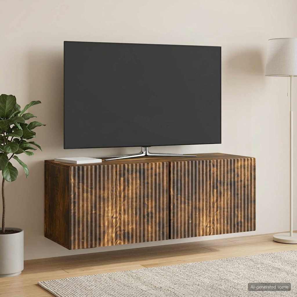 Meuble TV mural Chêne fumé 78,5 x 31 x 30 cm Bois d'ingénierie - XIOS