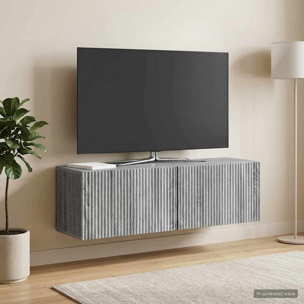 Meuble TV mural Sonoma gris 98 x 31 x 30 cm Bois d'ingénierie - XIOS