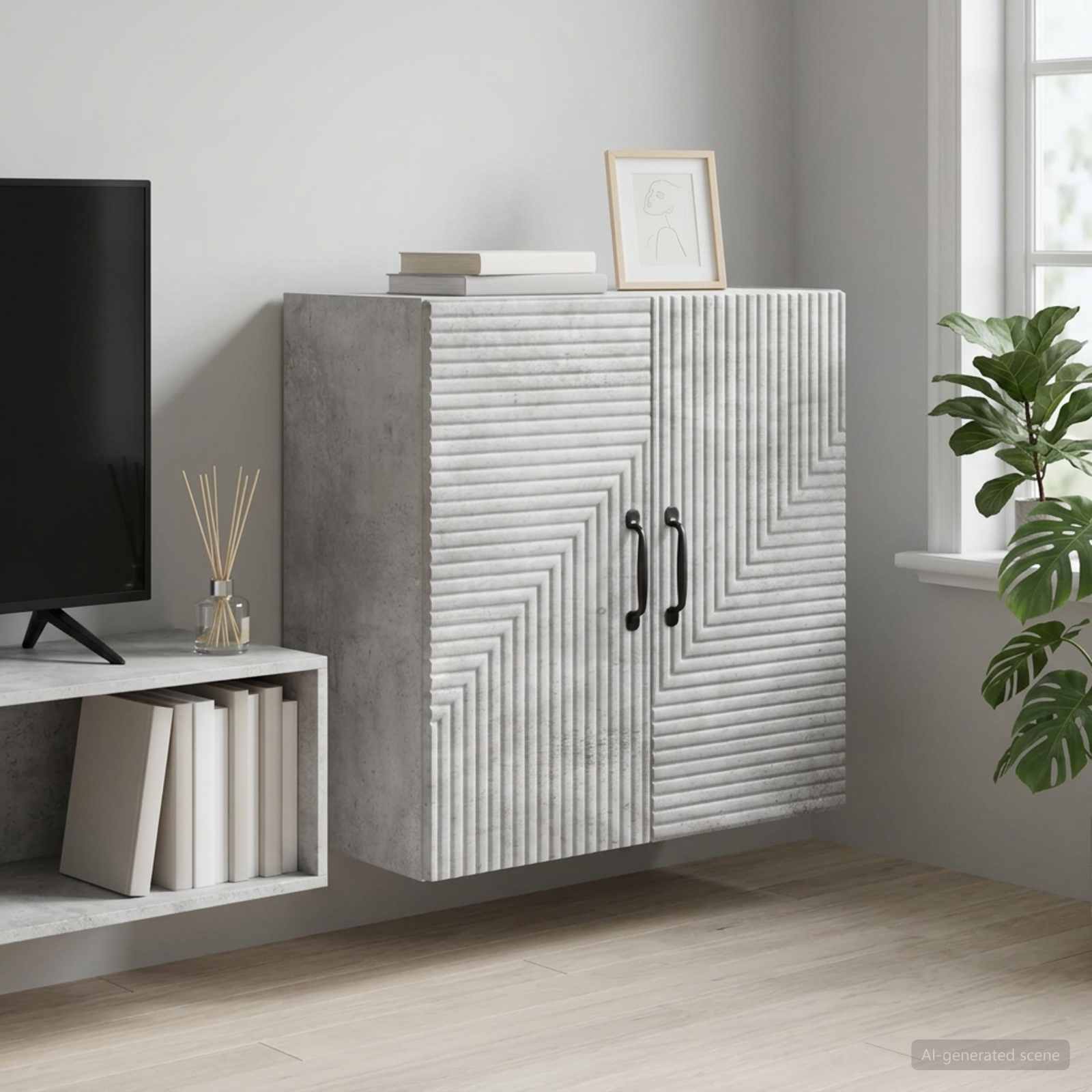 Armoire Murale Gris béton 59 x 31 x 60 cm Bois d'ingénierie - XIOS