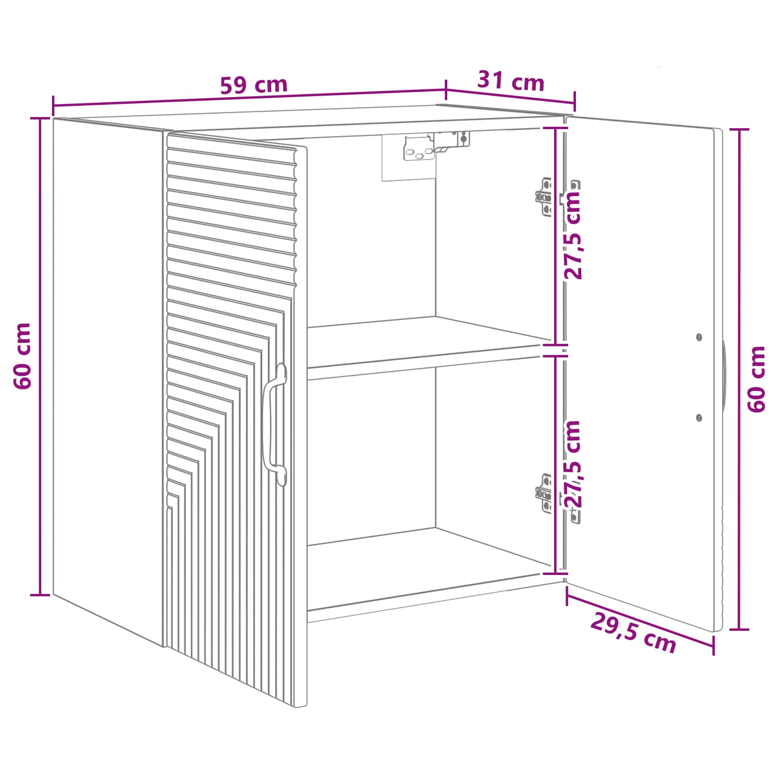 Armoire Murale Gris béton 59 x 31 x 60 cm Bois d'ingénierie - XIOS