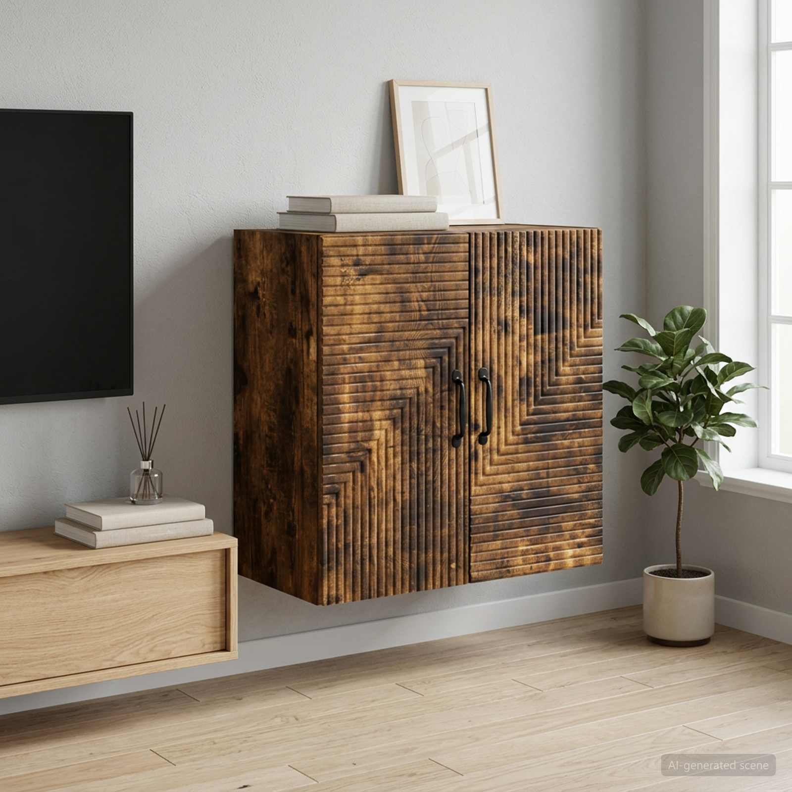Armoire Murale Chêne fumé 59 x 31 x 60 cm Bois d'ingénierie - XIOS