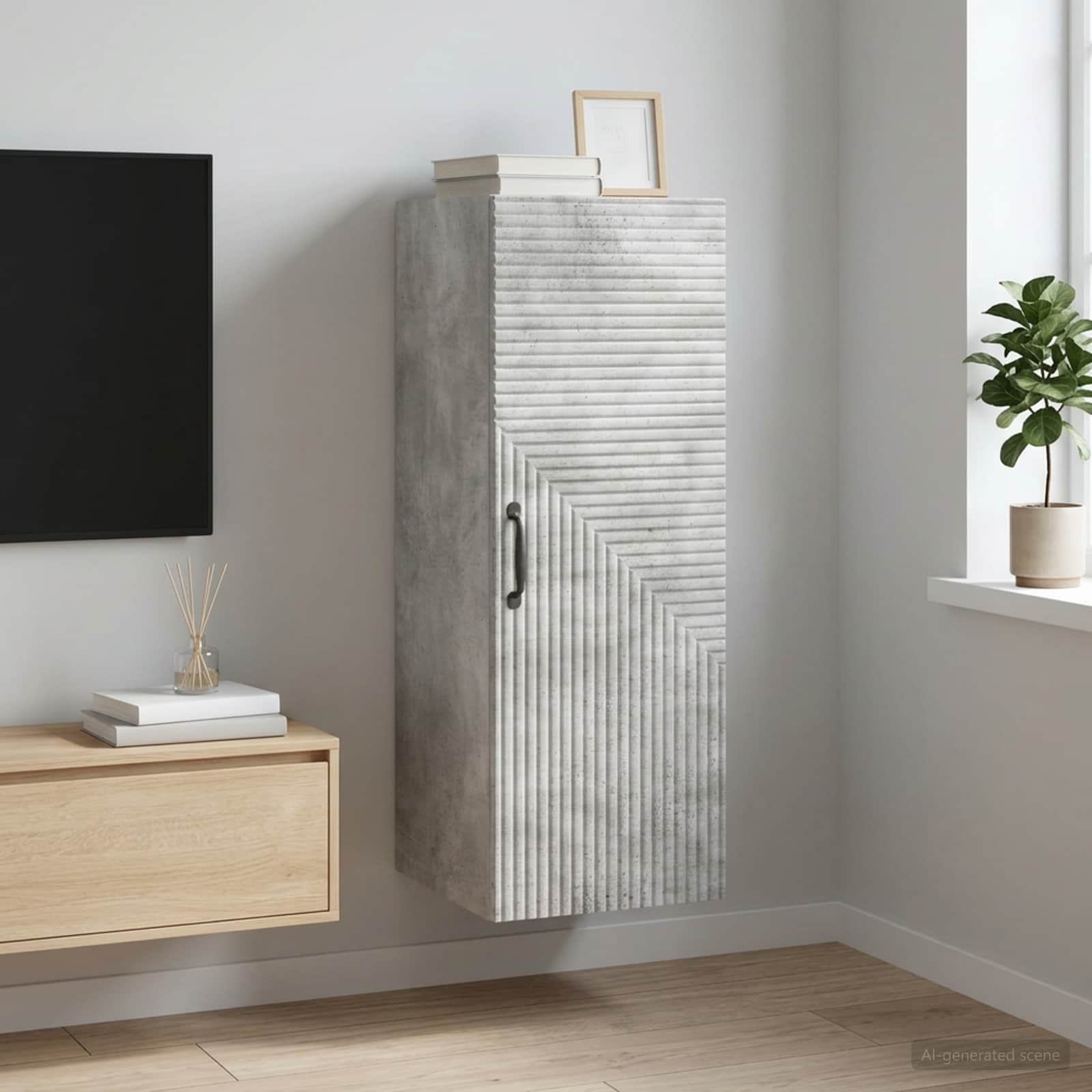Armoire Murale Gris béton 33 x 34,5 x 90 cm Bois d'ingénierie - XIOS