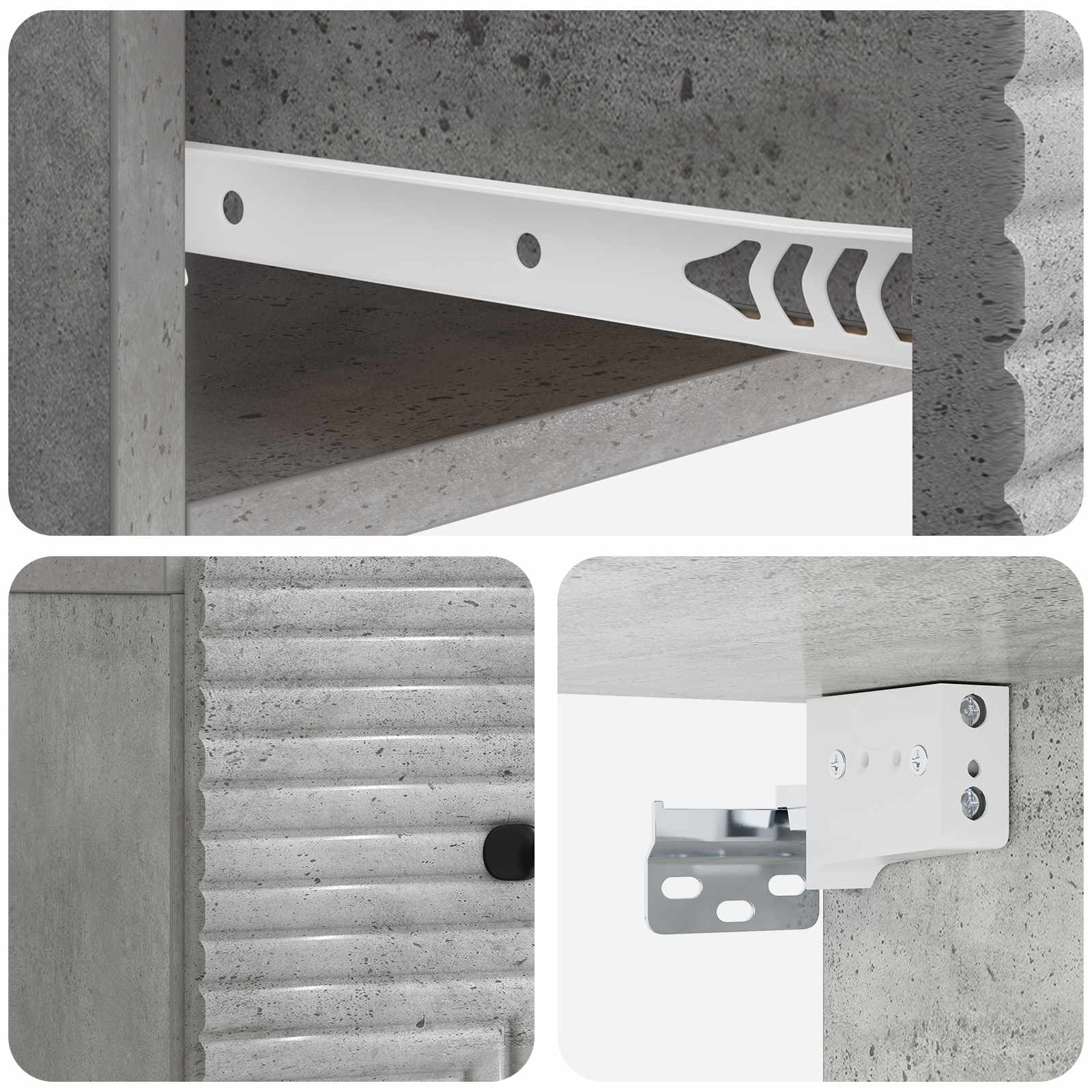 Cabinet de chevet mural 2 pc Gris béton 34,5 x 33 x 20 cm - XIOS