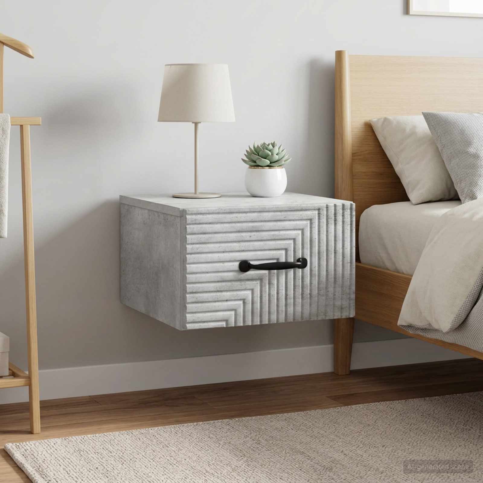 Cabinet de chevet mural 2 pc Gris béton 34,5 x 33 x 20 cm - XIOS