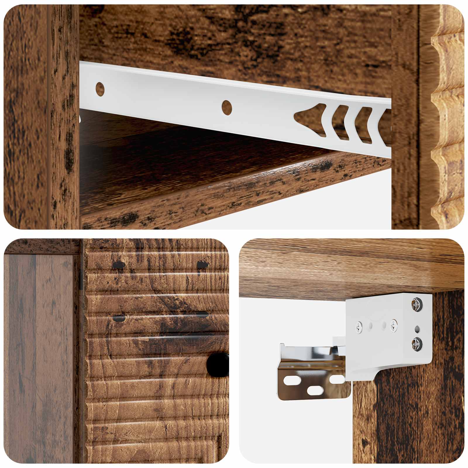 Cabinet de chevet mural 2 pc Bois ancien 34,5 x 33 x 20 cm - XIOS