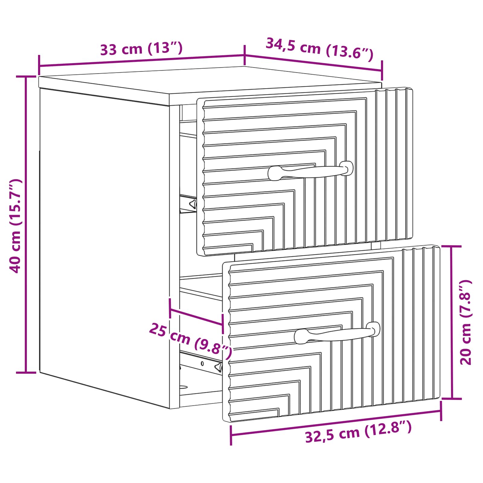 Cabinet de chevet mural 2 pcs Blanc 34,5 x 33 x 40 cm - XIOS