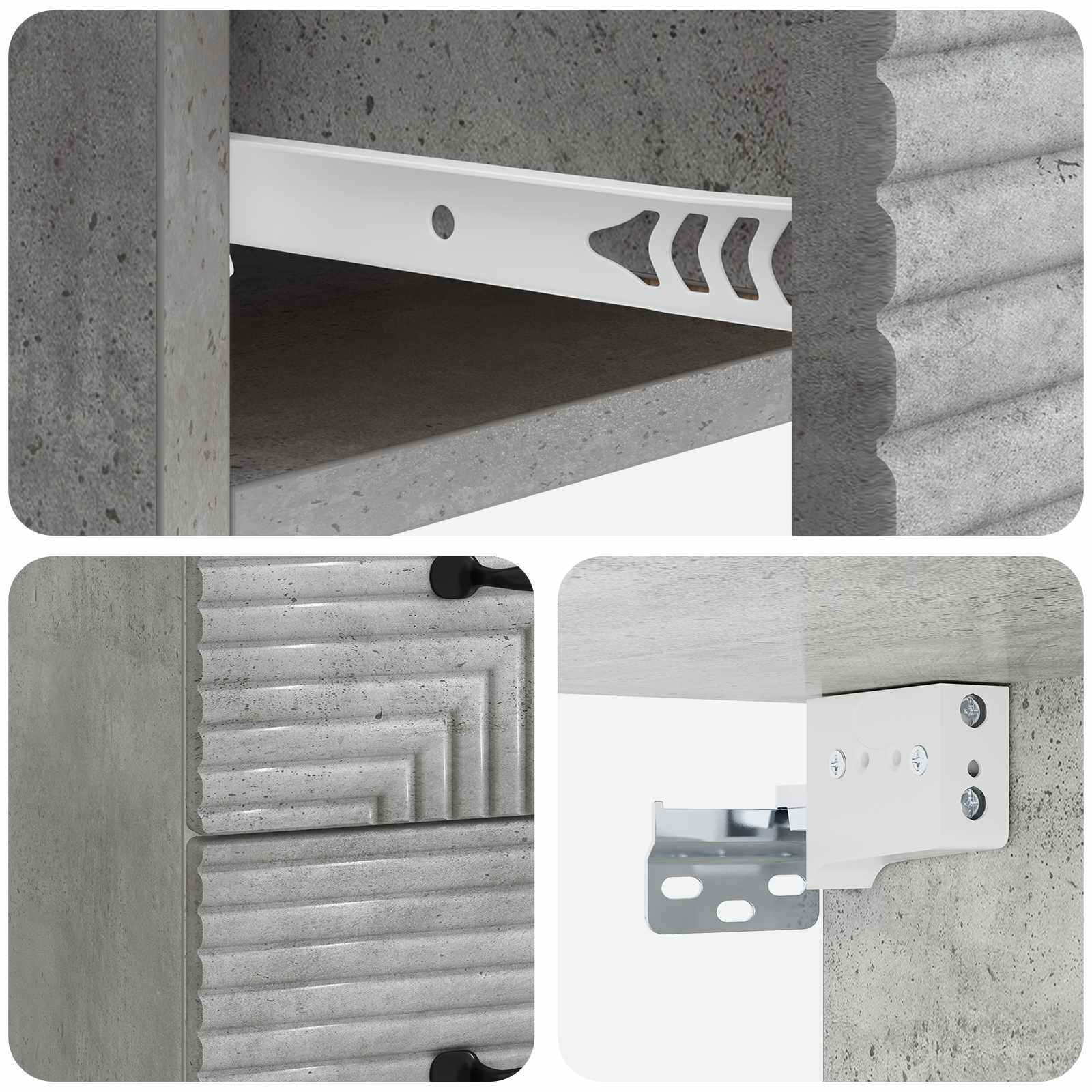 Cabinet de chevet mural 2 pcs Gris béton 34,5 x 33 x 40 cm - XIOS