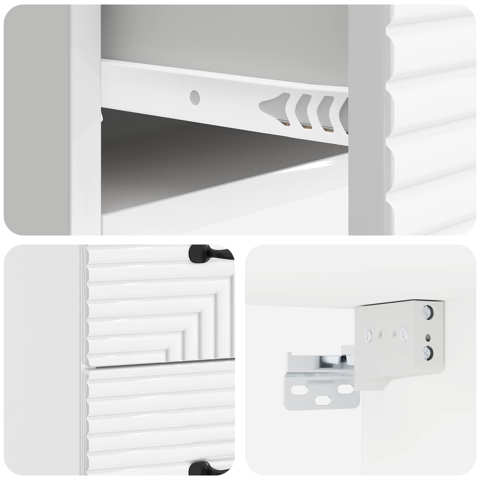 Cabinet de chevet mural 2 pcs Blanc brillant 34,5 x 33 x 40 cm - XIOS