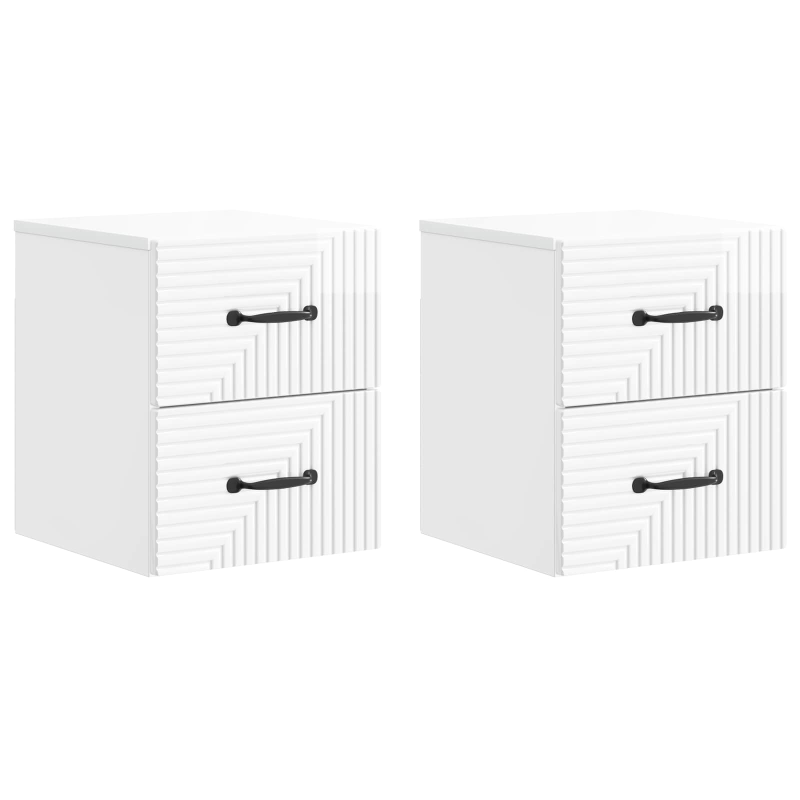 Cabinet de chevet mural 2 pcs Blanc brillant 34,5 x 33 x 40 cm - XIOS