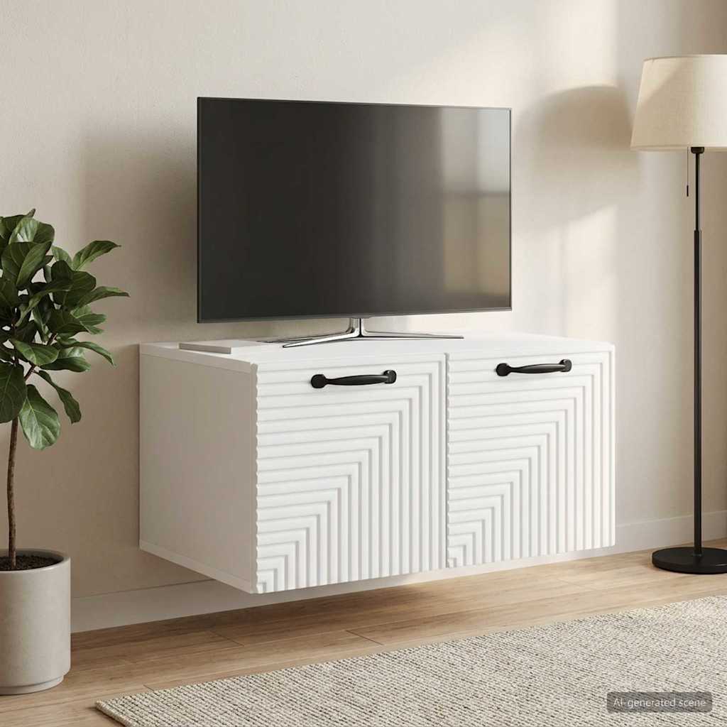 Meuble TV mural Blanc 59,5 x 41 x 30 cm Bois d'ingénierie