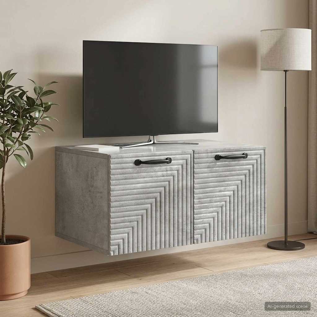 Meuble TV mural Gris béton 59,5 x 41 x 30 cm Bois d'ingénierie - XIOS