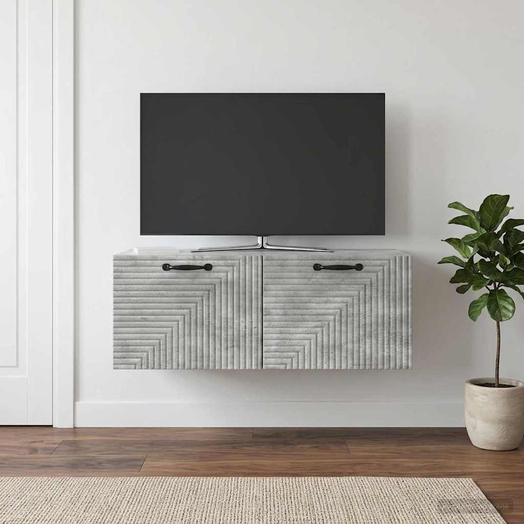 Meuble TV mural Gris béton 78,5 x 41 x 30 cm Bois d'ingénierie - XIOS