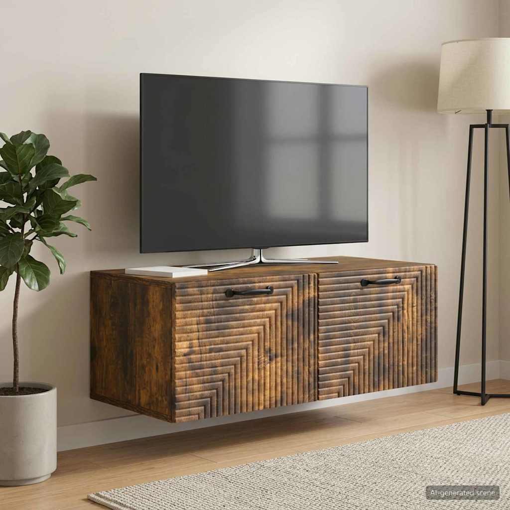 Meuble TV mural Chêne fumé 78,5 x 41 x 30 cm Bois d'ingénierie - XIOS