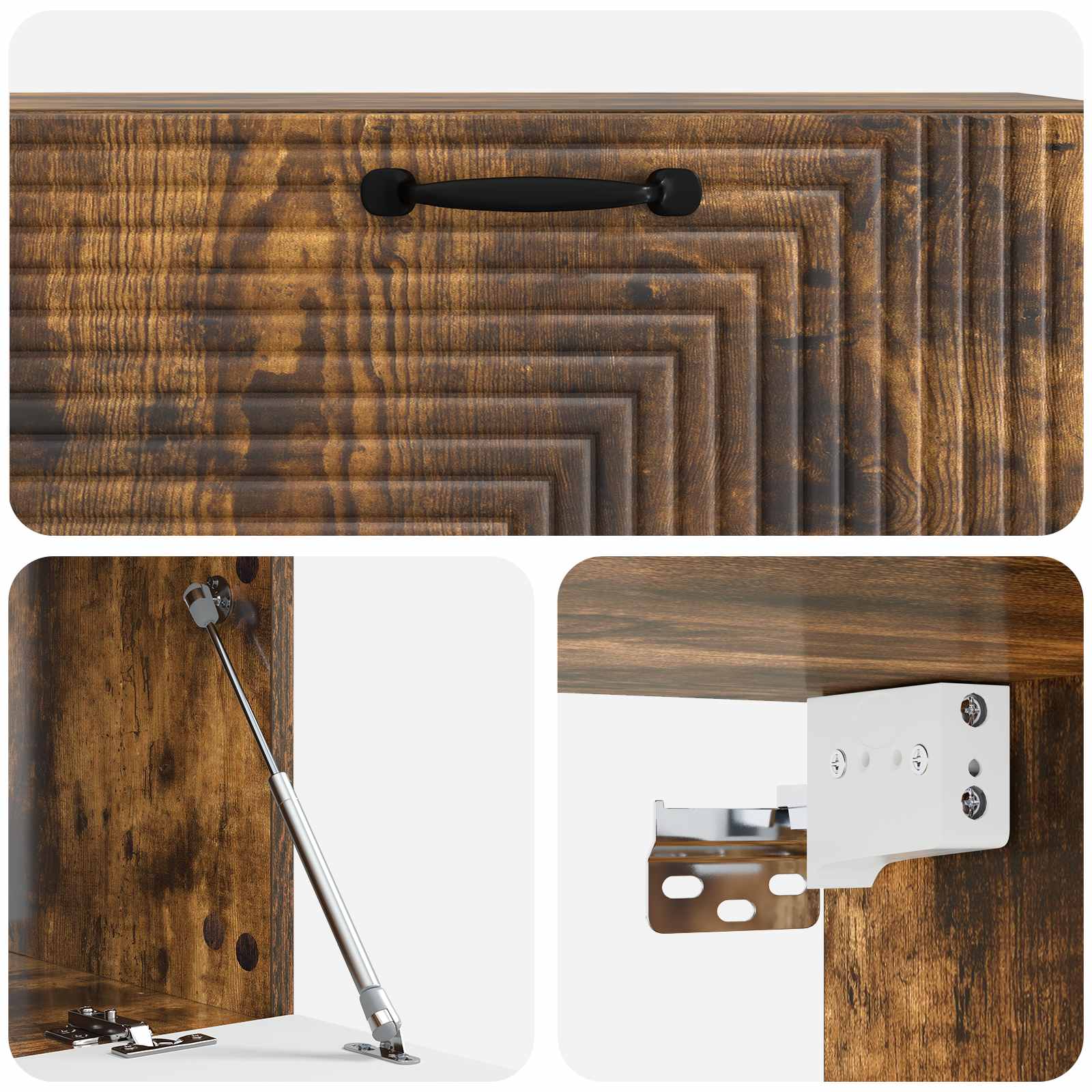 Meuble TV mural Chêne fumé 98 x 41 x 30 cm Bois d'ingénierie - XIOS