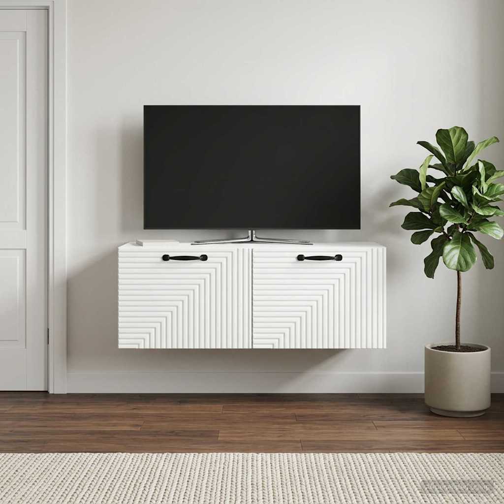 Meuble TV mural Blanc 78,5 x 31 x 30 cm Bois d'ingénierie - XIOS
