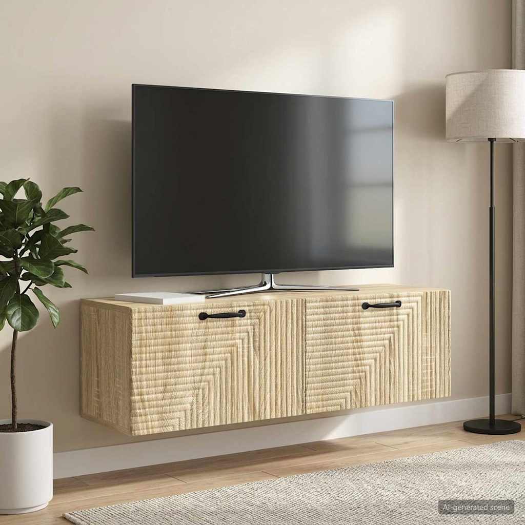 Meuble TV mural Chêne Sonoma 98 x 31 x 30 cm Bois d'ingénierie - XIOS