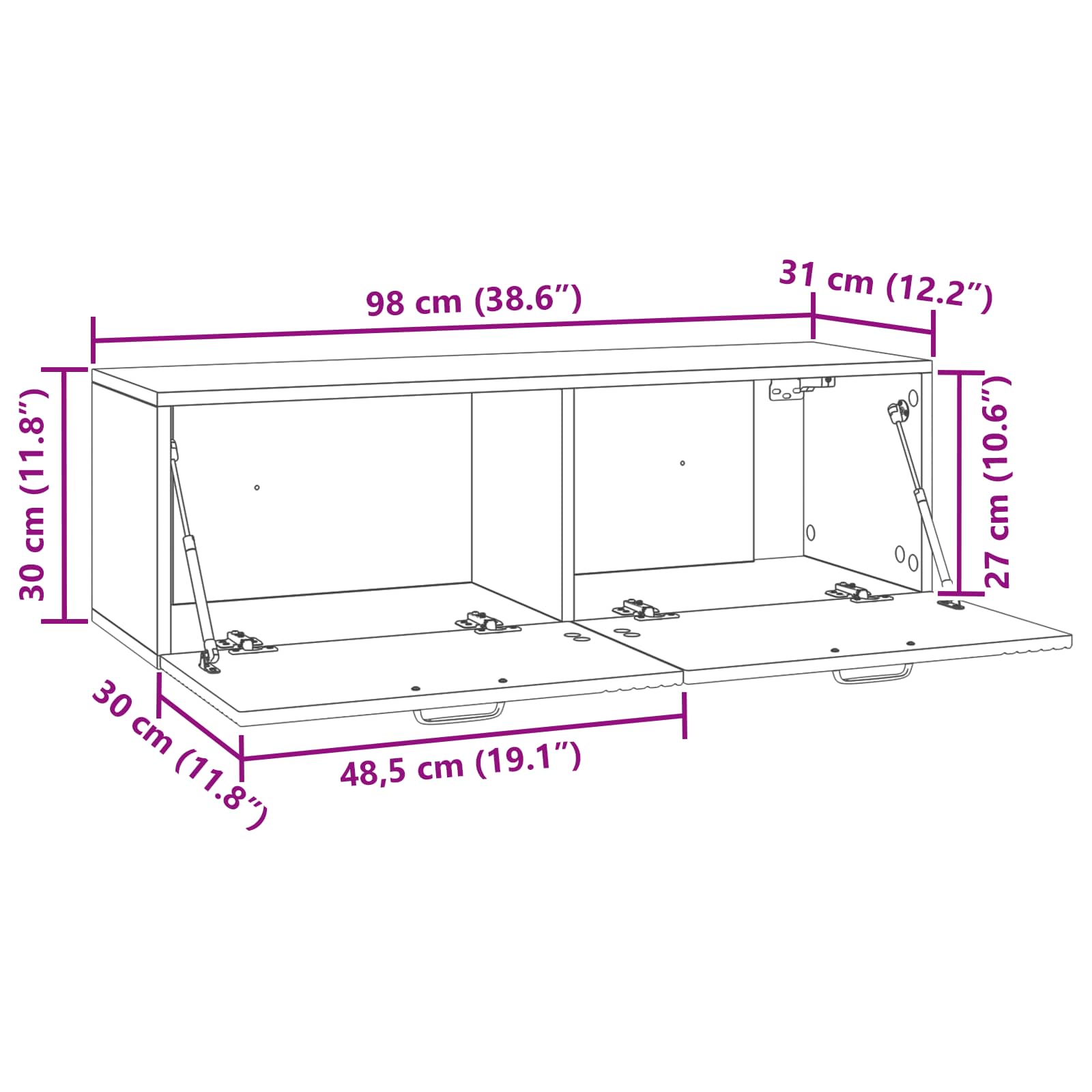 Meuble TV mural Chêne Sonoma 98 x 31 x 30 cm Bois d'ingénierie - XIOS