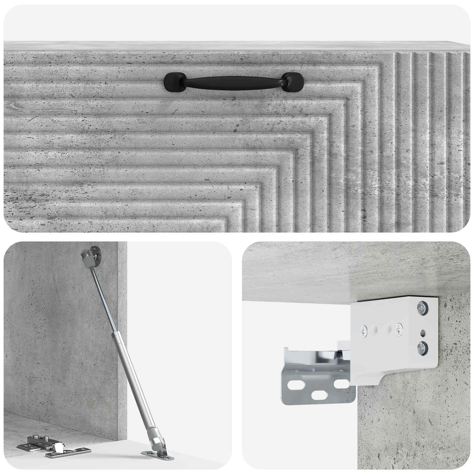 Meuble TV mural Gris béton 98 x 31 x 30 cm Bois d'ingénierie - XIOS