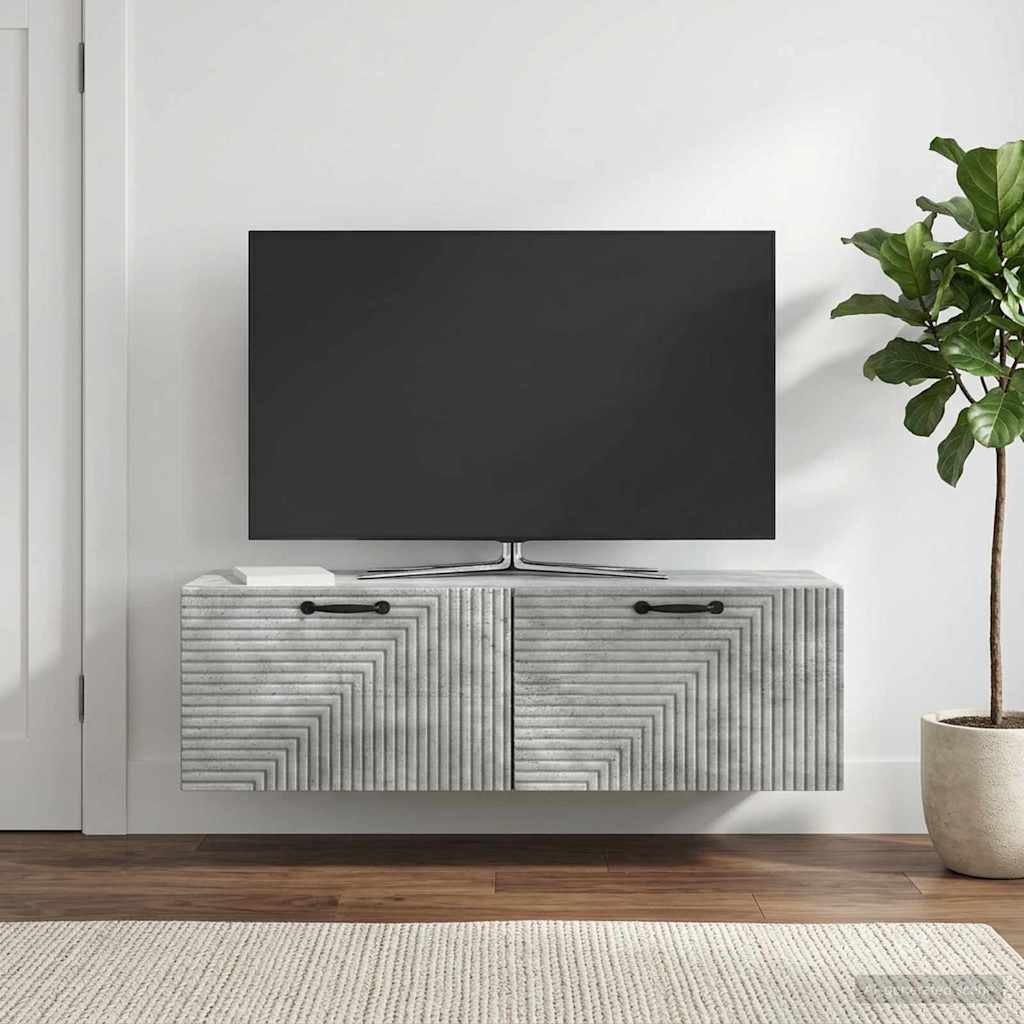 Meuble TV mural Gris béton 98 x 31 x 30 cm Bois d'ingénierie - XIOS