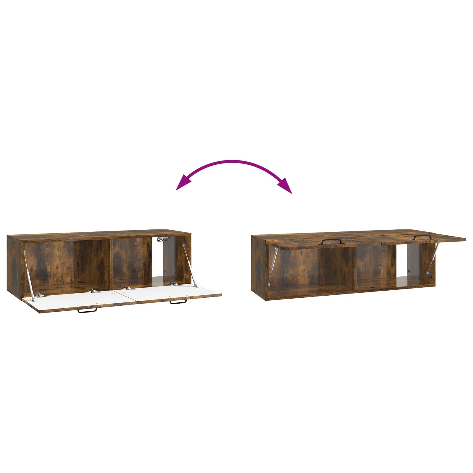 Meuble TV mural Chêne fumé 98 x 31 x 30 cm Bois d'ingénierie - XIOS