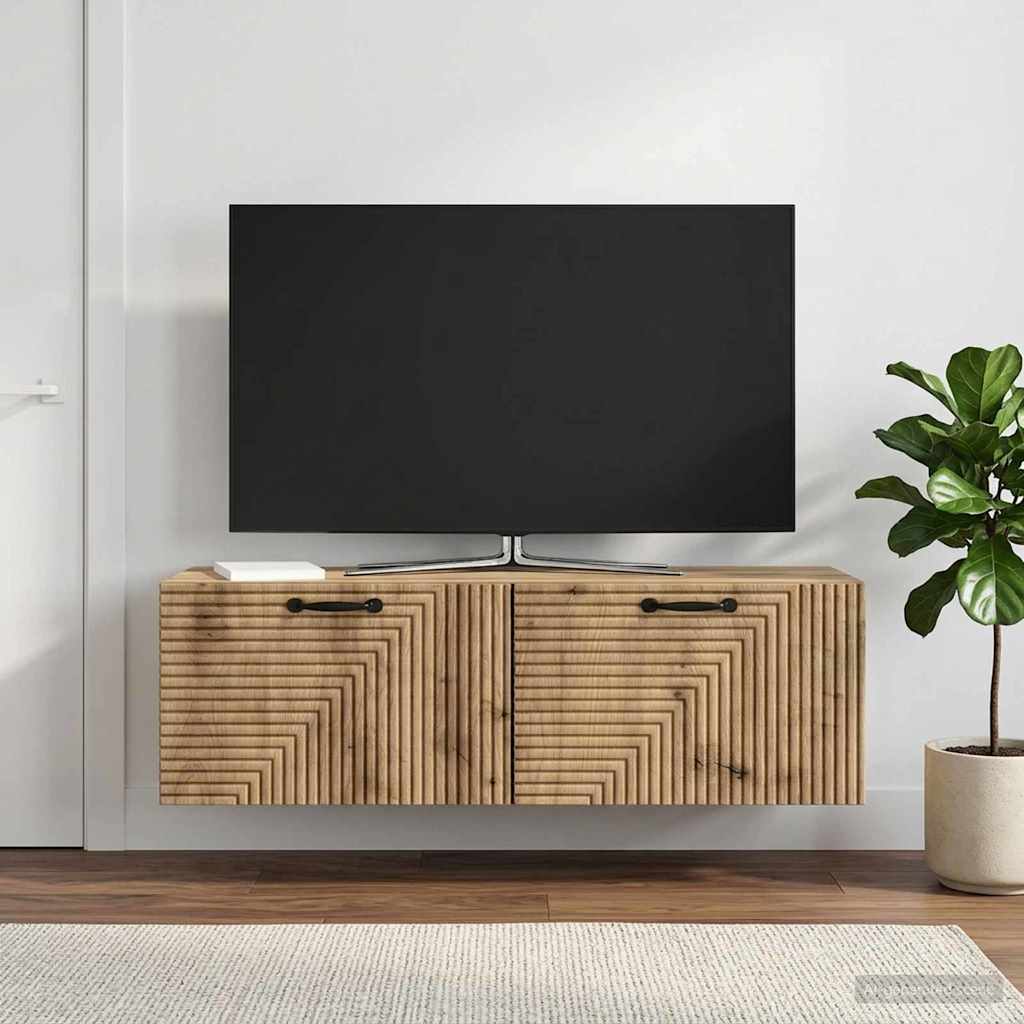 Meuble TV mural 98 x 31 x 30 cm Chêne artisanal - XIOS
