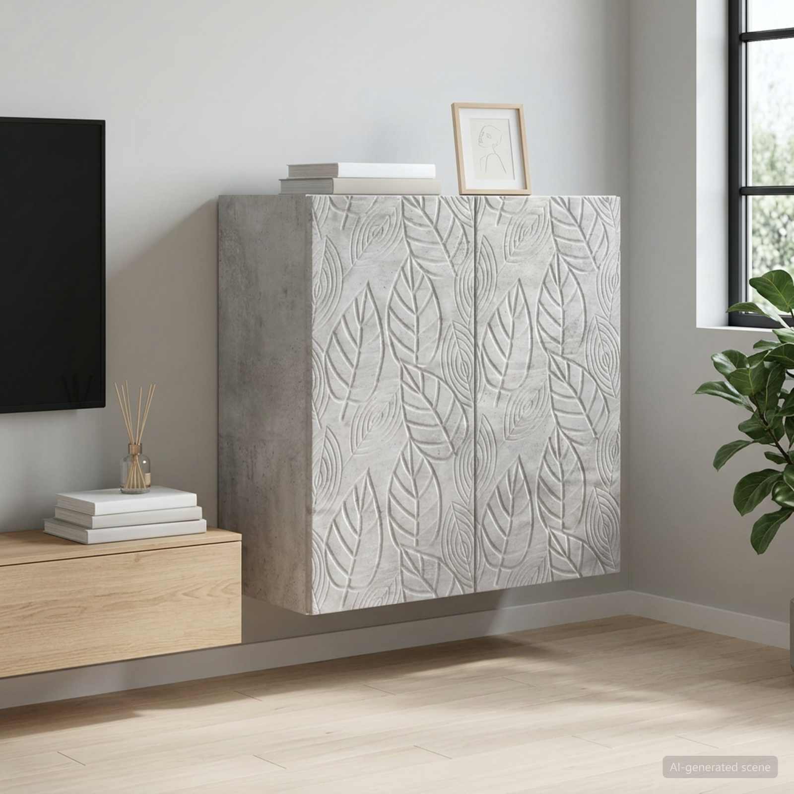 Armoire Murale Gris béton 59 x 31 x 60 cm Bois d'ingénierie - XIOS