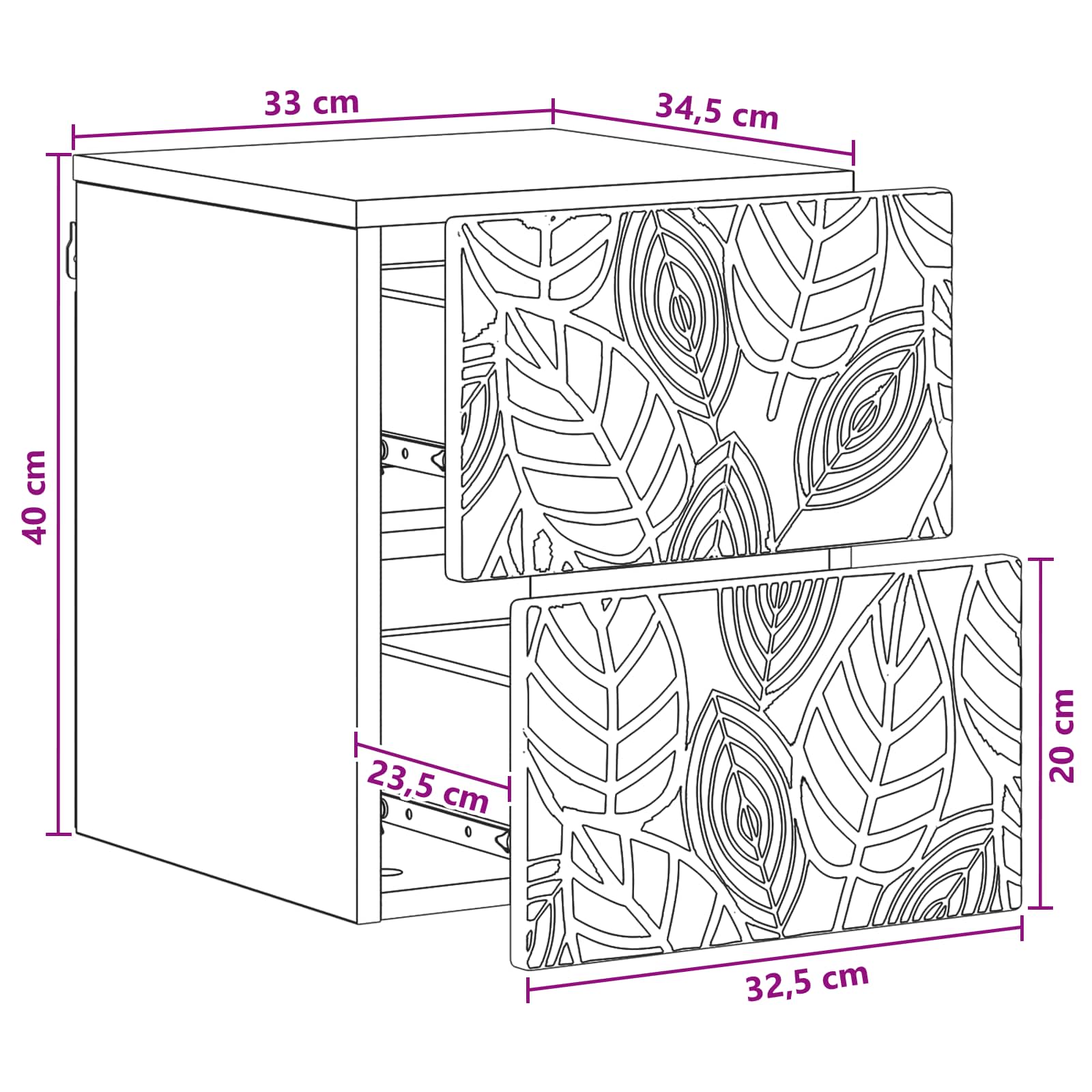 Cabinet de chevet mural 2 pcs Gris béton 34,5 x 33 x 40 cm - XIOS